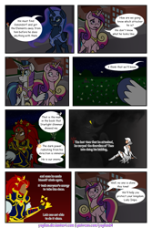 Size: 1200x1800 | Tagged: safe, artist:yogfan, princess cadance, princess luna, shining armor, alicorn, pony, unicorn, comic:but i do now, cia, comic, crossover, ganondorf, the legend of zelda