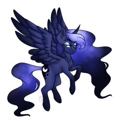 Size: 1024x1024 | Tagged: safe, artist:drawitwriteit, artist:micky-ann, princess luna, alicorn, pony, collaboration, female, flying, mare, simple background, solo, transparent background