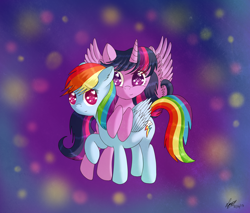 Size: 2000x1700 | Tagged: safe, artist:kawaiicutie-chan, rainbow dash, twilight sparkle, twilight sparkle (alicorn), alicorn, pegasus, pony, female, lesbian, mare, shipping, twidash