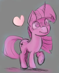 Size: 787x973 | Tagged: safe, artist:post-it, derpibooru import, twilight sparkle, :t, colored sketch, cute, heart, monochrome, raised hoof, sketch, smiling, solo