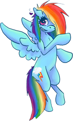 Size: 287x479 | Tagged: safe, artist:kitsunesprite, rainbow dash, pegasus, pony, blue coat, female, mare, multicolored mane