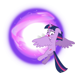 Size: 3051x3000 | Tagged: safe, artist:missgoldendragon, artist:yanoda, derpibooru import, twilight sparkle, twilight sparkle (alicorn), alicorn, pony, equestria girls, friendship games, .svg available, commission, dark magic, female, looking back, looking down, magic, mare, open mouth, ponyscape, role reversal, simple background, solo, transparent background, vector