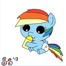 Size: 900x900 | Tagged: safe, artist:smilestallion, rainbow dash, pegasus, pony, baby, baby pony, bottle, cutie mark diapers, diaper