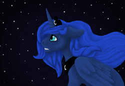 Size: 1024x708 | Tagged: safe, artist:believeinshadows, princess luna, alicorn, pony, female, mare, night, night sky, solo