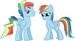 Size: 3452x1899 | Tagged: safe, artist:vector-brony, rainbow blitz, rainbow dash, pegasus, pony, duo, female, male, mare, rule 63, simple background, stallion, transparent background, vector