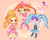 Size: 1280x1024 | Tagged: safe, artist:kkmrarar, derpibooru import, adagio dazzle, scootaloo, sonata dusk, sunset shimmer, twilight sparkle, equestria girls, ami koshimizu, chibi, cure flora, cure melody, cure princess, go! princess precure, happiness charge precure, japanese, magical sunset-chan, megumi han, precure, suite precure, voice actor joke, what could possibly go wrong, yu shimamura