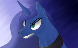 Size: 1920x1200 | Tagged: safe, artist:transparent-submarin, princess luna, alicorn, pony, frown, gritted teeth, nose wrinkle, solo, stars, this will end in tears, twilight (astronomy)