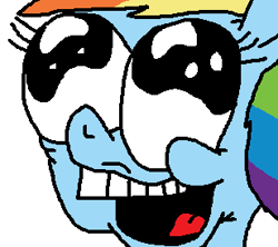 Size: 308x273 | Tagged: safe, rainbow dash, pegasus, pony, blue coat, female, mare, multicolored mane, reaction image