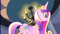 Size: 1920x1080 | Tagged: safe, edit, edited screencap, editor:joshua, screencap, princess cadance, queen chrysalis, alicorn, changeling, changeling queen, pony, a canterlot wedding, fake cadance, female, lovebutt, plot, solo