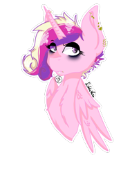 Size: 768x1024 | Tagged: safe, artist:liddieneko, princess cadance, alicorn, pony, bust, eyeliner, makeup, piercing, portrait, simple background, solo, transparent background