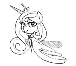 Size: 858x740 | Tagged: safe, artist:tess, princess cadance, alicorn, pony, grayscale, monochrome, sketch, solo