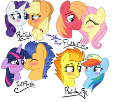 Size: 5000x4000 | Tagged: safe, artist:rarityforever, derpibooru import, applejack, big macintosh, flash sentry, fluttershy, rainbow dash, rarity, spitfire, twilight sparkle, earth pony, pegasus, pony, unicorn, blushing, female, flashlight, fluttermac, lesbian, male, rarijack, shipping, spitdash, straight