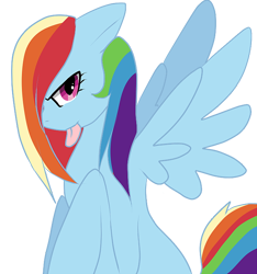 Size: 656x700 | Tagged: safe, artist:bioodline, rainbow dash, pegasus, pony, alternate hairstyle, solo, tongue out