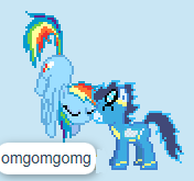 Size: 176x165 | Tagged: safe, rainbow dash, soarin', pegasus, pony, accidental shipping, cute, desktop ponies, female, male, nuzzling, shipping, soarinbetes, soarindash, straight