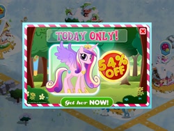 Size: 2048x1536 | Tagged: safe, princess cadance, alicorn, pony, crown, female, gameloft, mare, multicolored mane, pink coat, solo