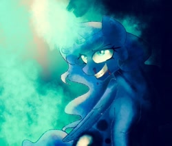 Size: 900x767 | Tagged: safe, artist:yomi brasi, princess luna, alicorn, pony, blood, nosebleed, solo