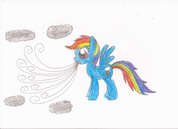 Size: 680x496 | Tagged: safe, artist:star dragon, rainbow dash, pegasus, pony, cloud, solo, traditional art