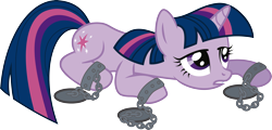 Size: 3837x1838 | Tagged: safe, artist:j5a4, derpibooru import, twilight sparkle, bondage, chains, prisoner, simple background, solo, transparent background, vector