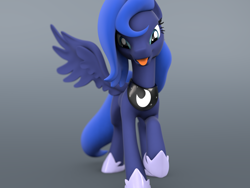 Size: 2000x1500 | Tagged: safe, artist:nightpon3, princess luna, alicorn, pony, 3d, cinema 4d, s1 luna, solo, tongue out