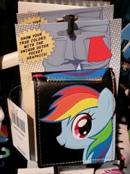 Size: 1000x1333 | Tagged: safe, rainbow dash, pegasus, pony, blue coat, female, hot topic, mare, merchandise, multicolored mane, solo, wallet