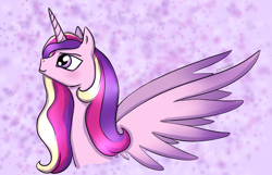 Size: 1024x661 | Tagged: safe, artist:krotoreese, princess cadance, alicorn, pony, female, horn, solo, spread wings