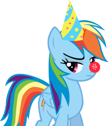 Size: 3158x3639 | Tagged: safe, artist:chromadancer, rainbow dash, pegasus, pony, clown nose, hat, party hat, simple background, transparent background, vector