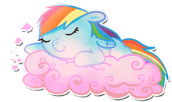 Size: 969x578 | Tagged: safe, artist:pepooni, rainbow dash, pegasus, pony, blue coat, cloud, female, mare, multicolored mane, solo