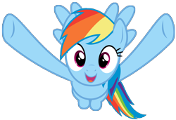 Size: 8191x5612 | Tagged: safe, artist:thatguy1945, rainbow dash, pegasus, pony, absurd resolution, cute, dashabetes, flying, fnaf jumpscare, happy, hug, incoming hug, simple background, solo, transparent background, vector