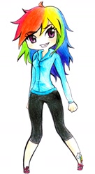 Size: 929x1712 | Tagged: safe, artist:melody-in-the-air, rainbow dash, humanized, solo, traditional art