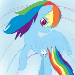 Size: 900x900 | Tagged: safe, artist:creamandcheese1, rainbow dash, pegasus, pony, female, mare, simple background, solo