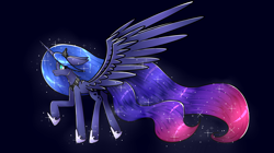 Size: 5360x3000 | Tagged: safe, artist:shadow-storm119, princess luna, alicorn, pony, absurd resolution, floppy ears, flying, simple background, solo