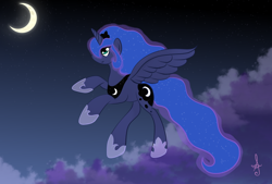 Size: 1600x1080 | Tagged: safe, artist:silversthreads, princess luna, alicorn, pony, accessories, children of the night, night, solo