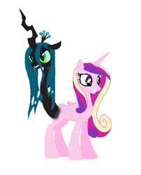 Size: 673x831 | Tagged: safe, princess cadance, queen chrysalis, changeling, changeling queen, cadalis, conjoined, female, fusion, lesbian, shipping, simple background, symbiosis, symbiotic, tail, wat, we have become one, white background