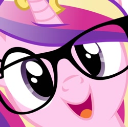 Size: 558x554 | Tagged: artist needed, safe, princess cadance, alicorn, pony, adorkable, close-up, cute, cutedance, dork, female, glasses, hi anon, looking at you, mare, open mouth, open smile, smiling, smiling at you, solo