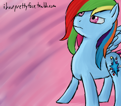 Size: 1280x1120 | Tagged: safe, artist:ihaveprettyface, rainbow dash, pegasus, pony, 30 minute art challenge, blue coat, female, fusion, mare, multicolored mane, solo