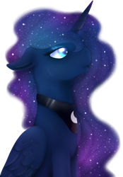 Size: 1024x1475 | Tagged: safe, artist:ayameshiromi, princess luna, alicorn, pony, floppy ears, galaxy mane, simple background, sitting, solo, transparent background