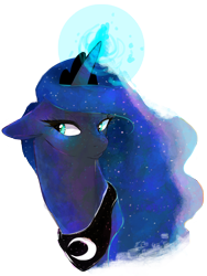 Size: 2174x2887 | Tagged: safe, artist:kumabuns, princess luna, alicorn, pony, bust, female, floppy ears, magic, mare, portrait, simple background, solo, transparent background