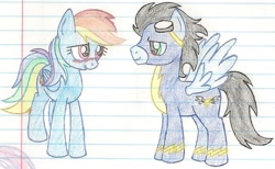 Size: 900x554 | Tagged: safe, rainbow dash, soarin', pegasus, pony, female, male, shipping, soarindash, straight, traditional art