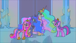 Size: 1920x1080 | Tagged: safe, edit, edited screencap, screencap, princess cadance, princess celestia, princess luna, twilight sparkle, twilight sparkle (alicorn), alicorn, pony, twilight's kingdom, alicorn tetrarchy