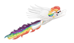 Size: 6000x3522 | Tagged: safe, artist:tajarnia, rainbow dash, pegasus, pony, blue coat, element of loyalty, female, mare, multicolored mane, solo, super rainbow dash