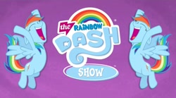 Size: 1276x712 | Tagged: safe, edit, rainbow dash, pegasus, pony, cute, dashabetes, double rainbow, duality, happy, if only, logo, logo edit, logo parody, my little pony logo, narcissism, show, the rainbow dash show, tv show