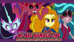 Size: 1920x1080 | Tagged: safe, artist:dashiemlpfim, artist:orin331, adagio dazzle, gaea everfree, gloriosa daisy, midnight sparkle, sci-twi, sunset satan, sunset shimmer, twilight sparkle, equestria girls, friendship games, legend of everfree, rainbow rocks, clothes, crossover, equestria's monster girls, lazytown, robbie rotten, vector, we are number one