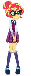 Size: 233x564 | Tagged: safe, artist:gihhbloonde, sunset shimmer, human, equestria girls, alternate universe, clothes, crystal prep academy uniform, glasses, human sunset, school uniform, solo