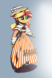 Size: 900x1350 | Tagged: safe, artist:suxt0hax, sunset shimmer, equestria girls, alternate costumes, beautiful, clothes, cute, dress, hat, shimmerbetes, smiling, solo