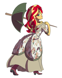 Size: 900x1125 | Tagged: safe, artist:suxt0hax, sunset shimmer, equestria girls, beautiful, clothes, dress, simple background, solo, umbrella, white background