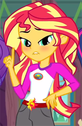 Size: 1306x2002 | Tagged: safe, edit, edited screencap, screencap, sunset shimmer, equestria girls, legend of everfree, blushing, cropped, lip bite