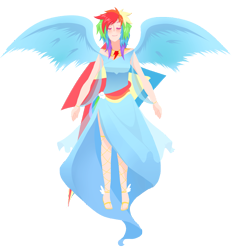 Size: 1709x1829 | Tagged: safe, artist:vibratonal, artist:wonderholic, rainbow dash, humanized, solo, winged humanization