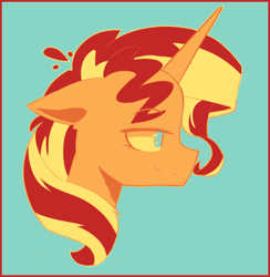 Size: 1280x1312 | Tagged: safe, artist:jankrys00, sunset shimmer, pony, unicorn, floppy ears, lidded eyes, simple background, solo