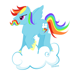 Size: 548x567 | Tagged: safe, artist:tinrobo, rainbow dash, pegasus, pony, cloud, mousdash, moustache, rule 63