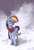 Size: 2722x3968 | Tagged: safe, artist:graypaint, rainbow dash, pegasus, pony, clothes, scarf, snow, snowfall, solo